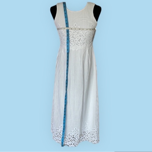 Alfani Bright White Lace Sleeveless Midi Dress with Round Neck - Picture 3 of 5